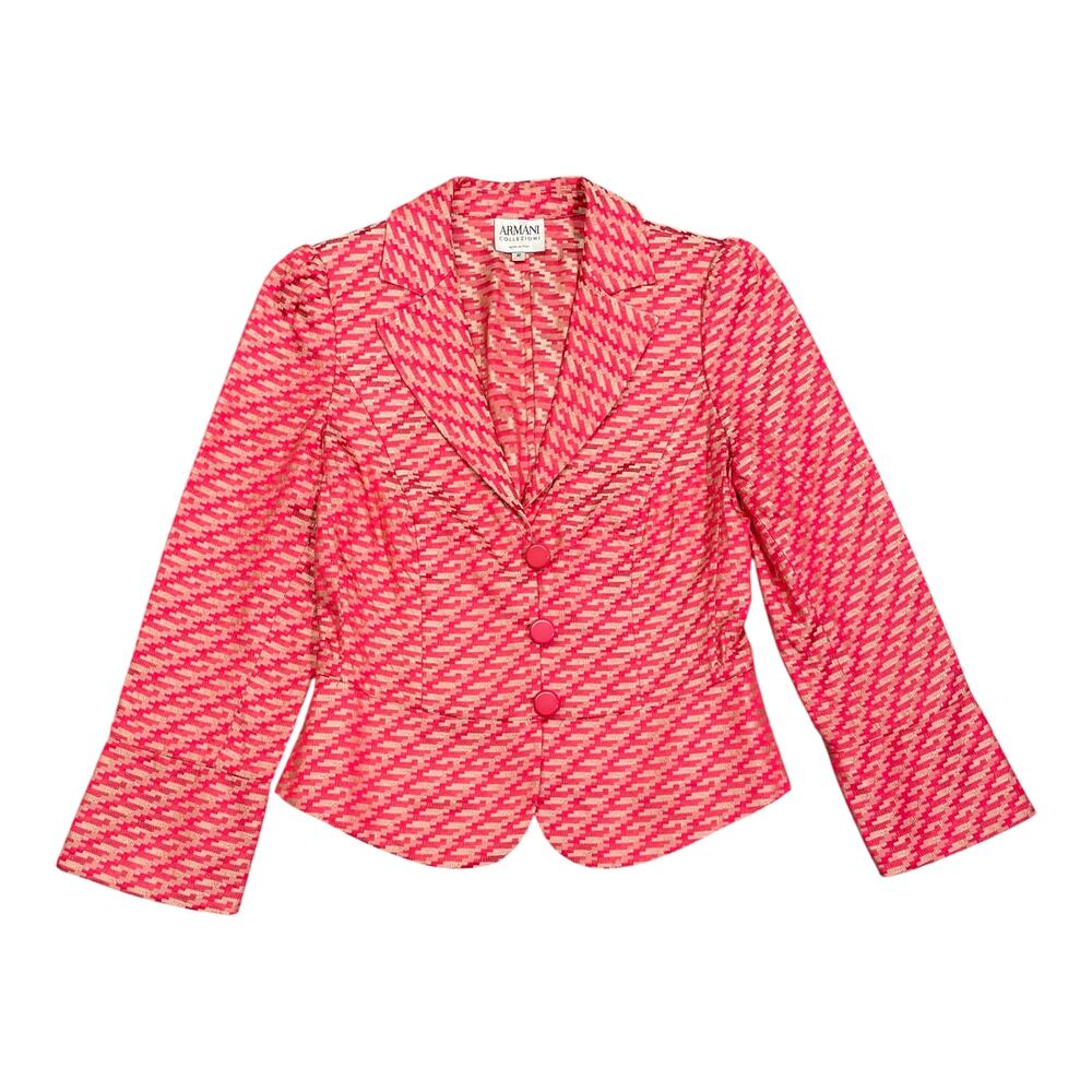 Vintage Designer y2K Armani Collezioni Pink Jacquard Blazer